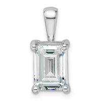 14k White Gold 3 ct Lab Grown Dia VS+ F+ Emerald Comp 4 Prong Pendant