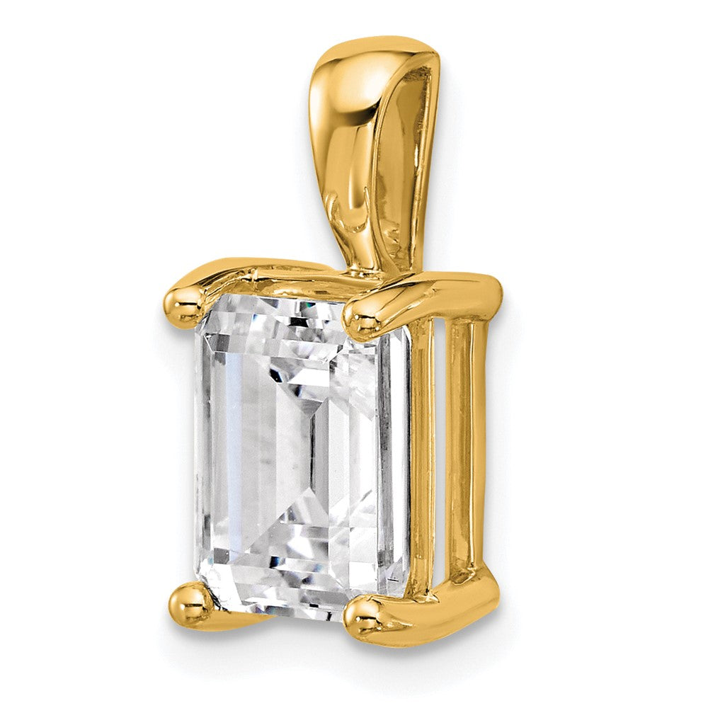 14k 3 ct Cert Lab Grown Diamond VS+ F+ Emerald Comp 4 Prong Pendant