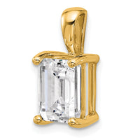 14k 3 ct Cert Lab Grown Diamond VS+ F+ Emerald Comp 4 Prong Pendant