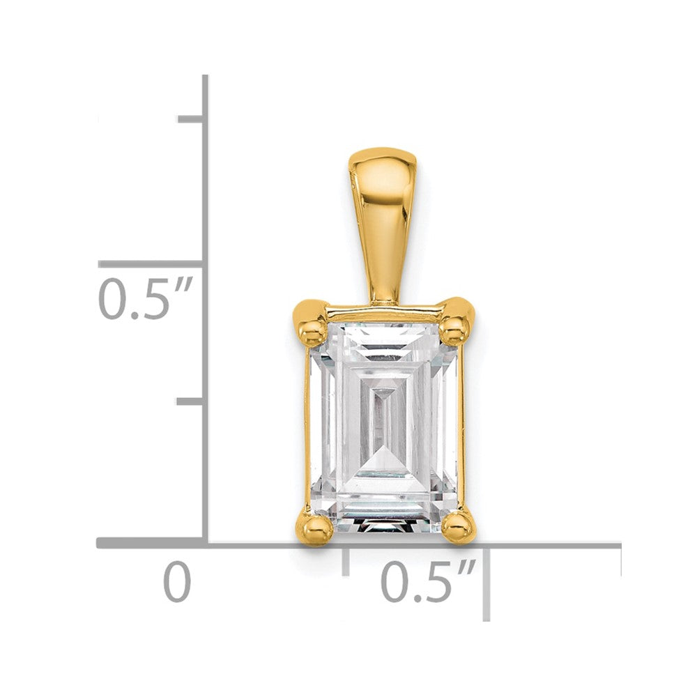 14k 3 ct Cert Lab Grown Diamond VS+ F+ Emerald Comp 4 Prong Pendant