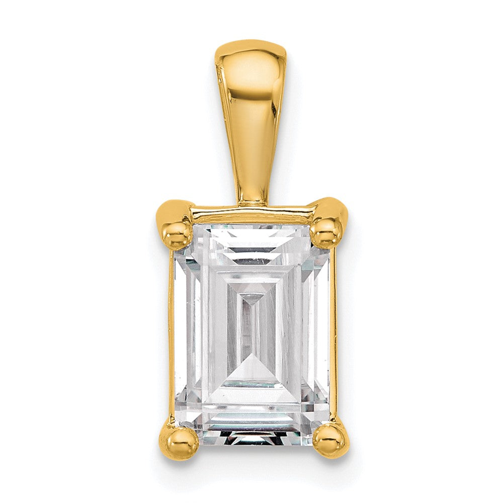 14k 3 ct Cert Lab Grown Diamond VS+ F+ Emerald Comp 4 Prong Pendant