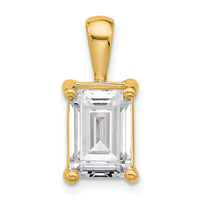 14k 3 ct Lab Grown Diamond VS/SI+ G+ Emerald Complete 4 Prong Pendant