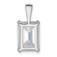 14k White Gold 4 ct Lab Grown Dia VS+ F+ Emerald Comp 4 Prong Pendant