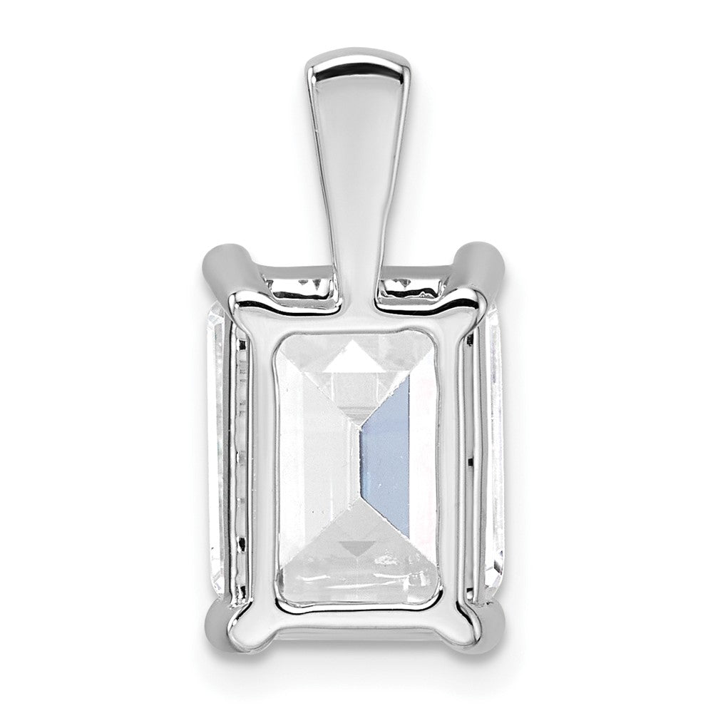 14k White Gold 5 ct Lab Grown Dia VS/SI+ G+ Emerald Comp 4 Prong Pendant