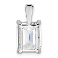 14k White Gold 5 ct Lab Grown Dia VS+ F+ Emerald Comp 4 Prong Pendant