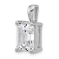 14k White Gold 5 ct Lab Grown Dia VS+ F+ Emerald Comp 4 Prong Pendant