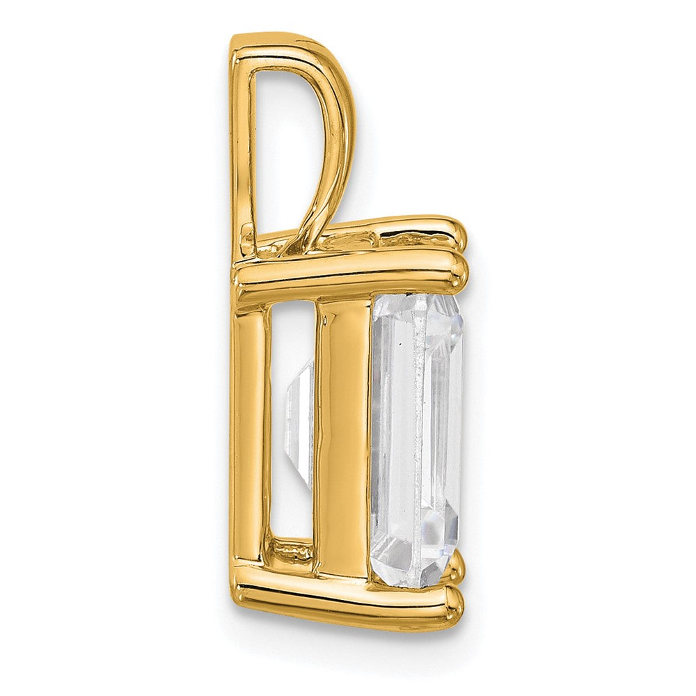 14k 5 ct Cert Lab Grown Diamond VS/SI+ G+ Emerald Comp 4 Prong Pendant