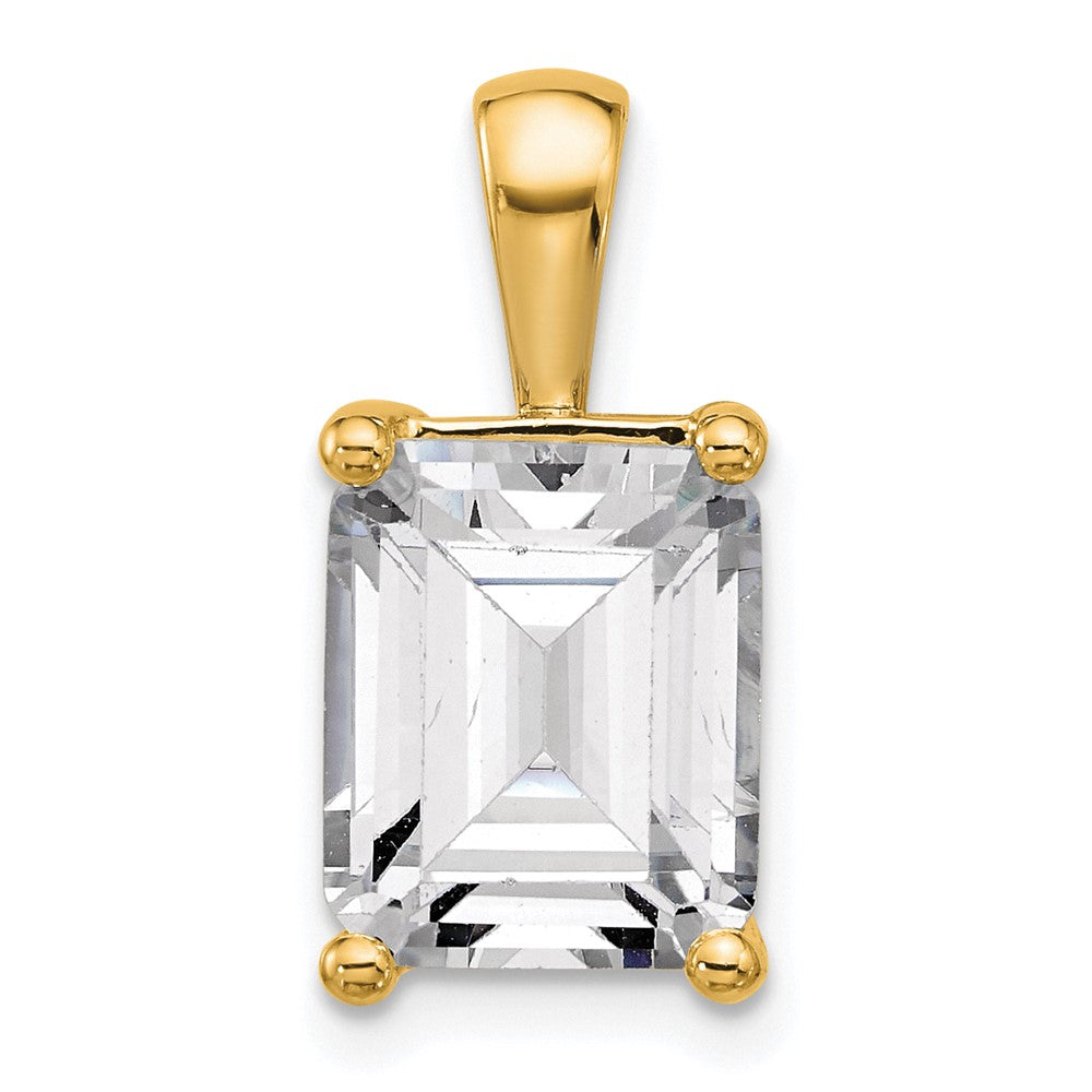 14k 5 ct Cert Lab Grown Diamond VS/SI+ G+ Emerald Comp 4 Prong Pendant