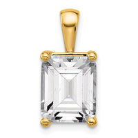 14k 5 ct Lab Grown Diamond VS+ F+ Emerald Complete 4 Prong Pendant
