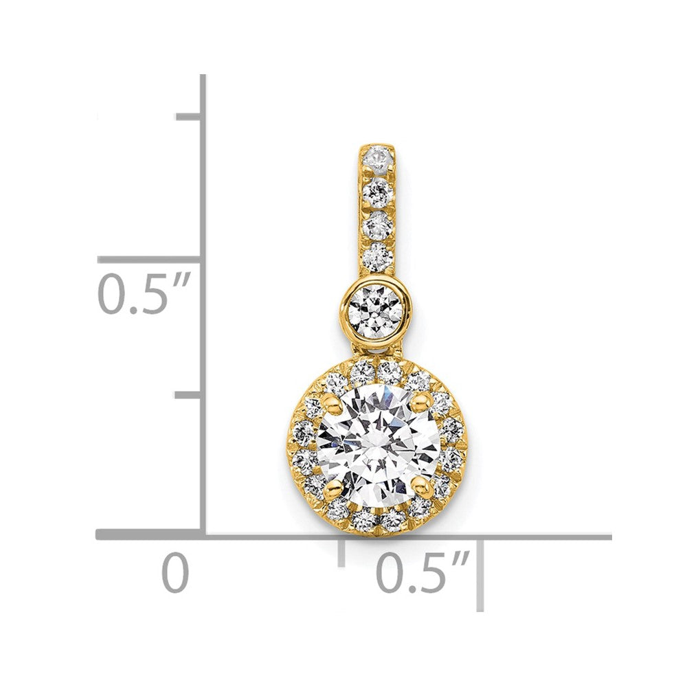 14k 1ct Cert Lab Grown Diamond VS/SI+ G+ Round Comp Halo Pendant