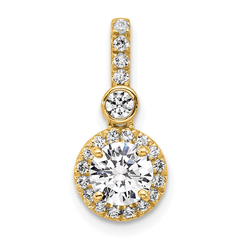 14k 1ct Cert Lab Grown Diamond VS+ F+ Round Comp Halo Pendant