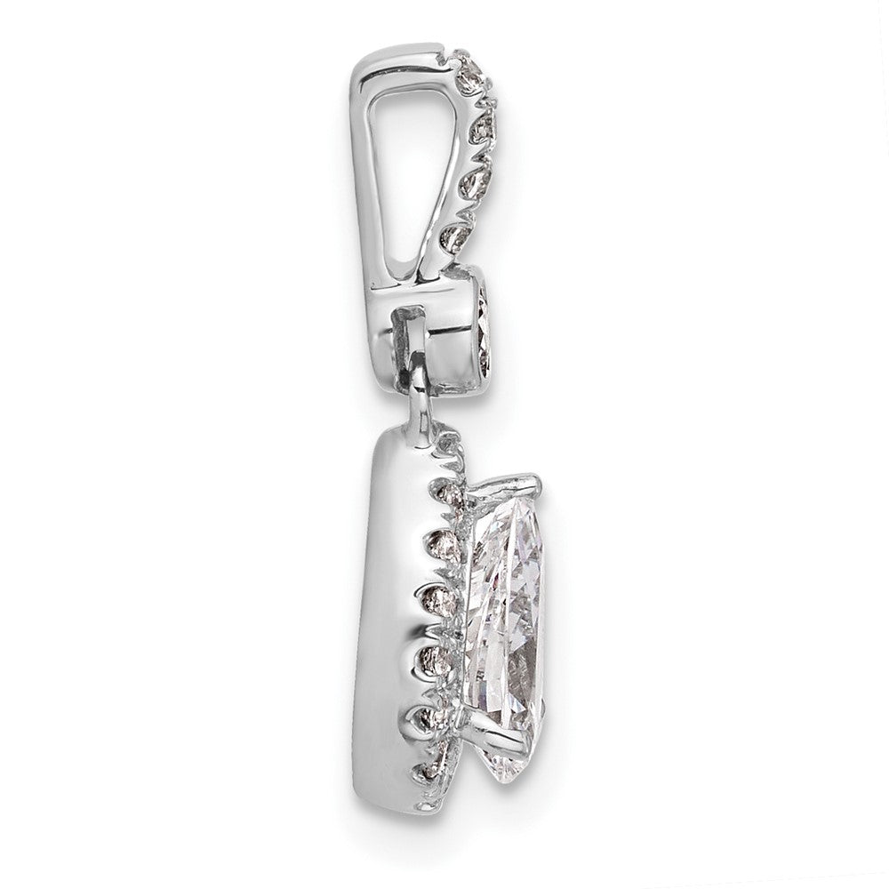14kw Certified 1ct Lab Grown Diamond VS+ F+ Pear Halo Comp Pendant