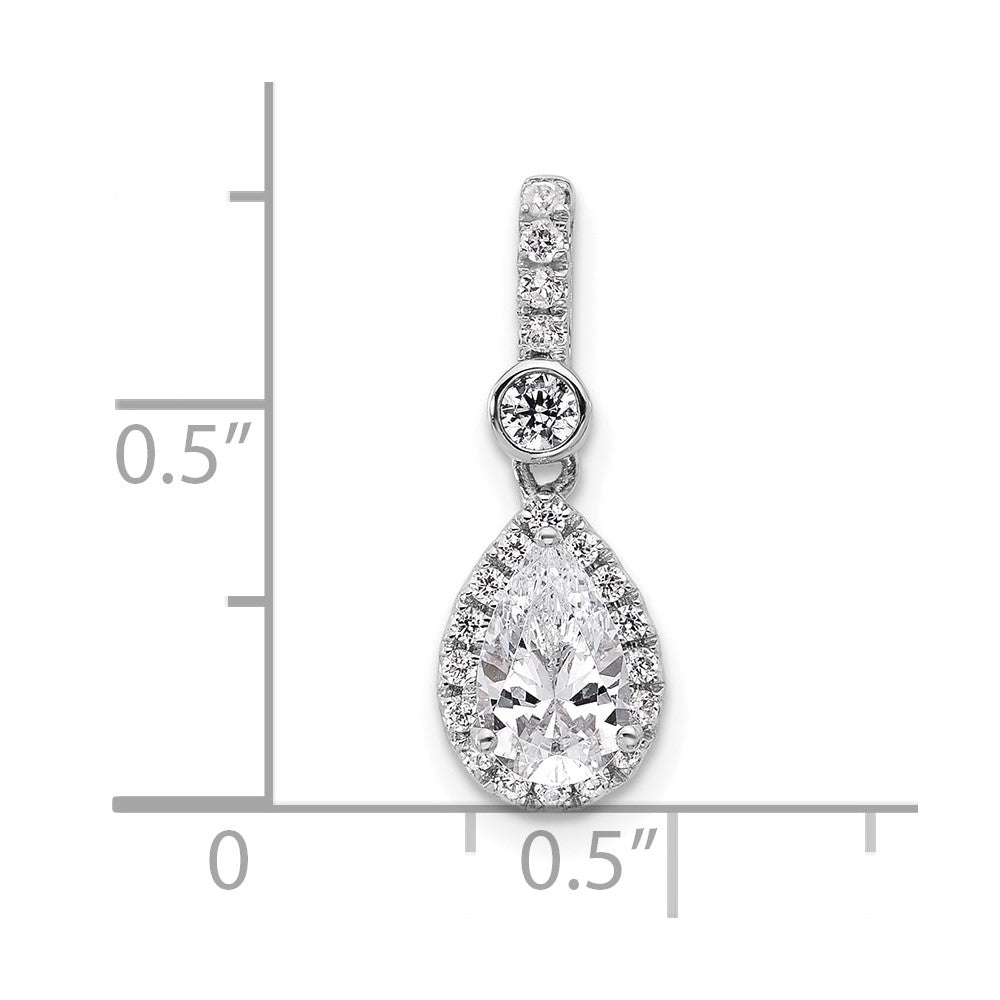 14kw Certified 1ct Lab Grown Diamond VS+ F+ Pear Halo Comp Pendant
