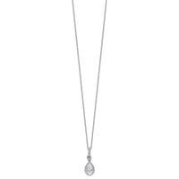 14kw 1ct Lab Grown Dia VS+ F+ Pear Comp 18in Halo Pendant Necklace