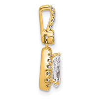 14k 1ct Lab Grown Diamond VS/SI+ G+ Pear Comp Halo Pendant