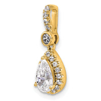 14k 1ct Lab Grown Diamond VS+ F+ Pear Comp Halo Pendant