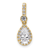 14k 1ct Lab Grown Diamond VS/SI+ G+ Pear Comp Halo Pendant