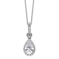 14kw 2ct Lab Grown Dia VS/SI+ G+ Pear Comp 18in Halo Pendant Necklace