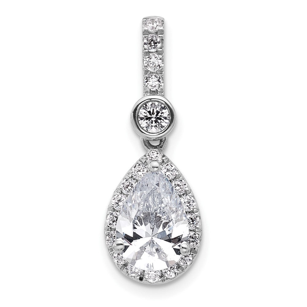 14kw Holds 1 1/2ct Pear Center Halo Pendant Mounting