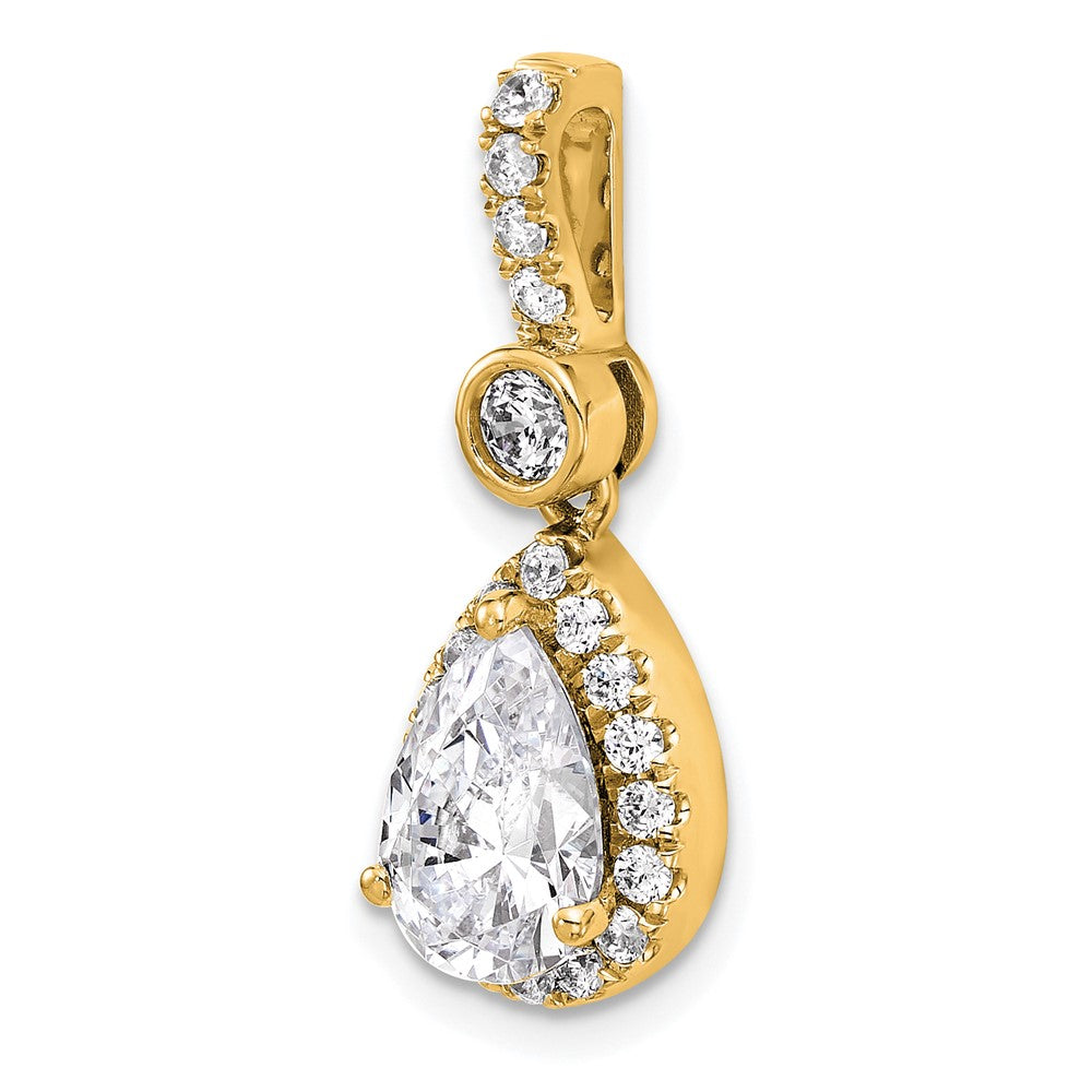 14k 2ct Certified Lab Grown Diamond VS/SI+ G+ Pear Comp Halo Pendant