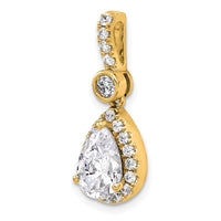 14k 2ct Lab Grown Diamond VS+ F+ Pear Comp Halo Pendant