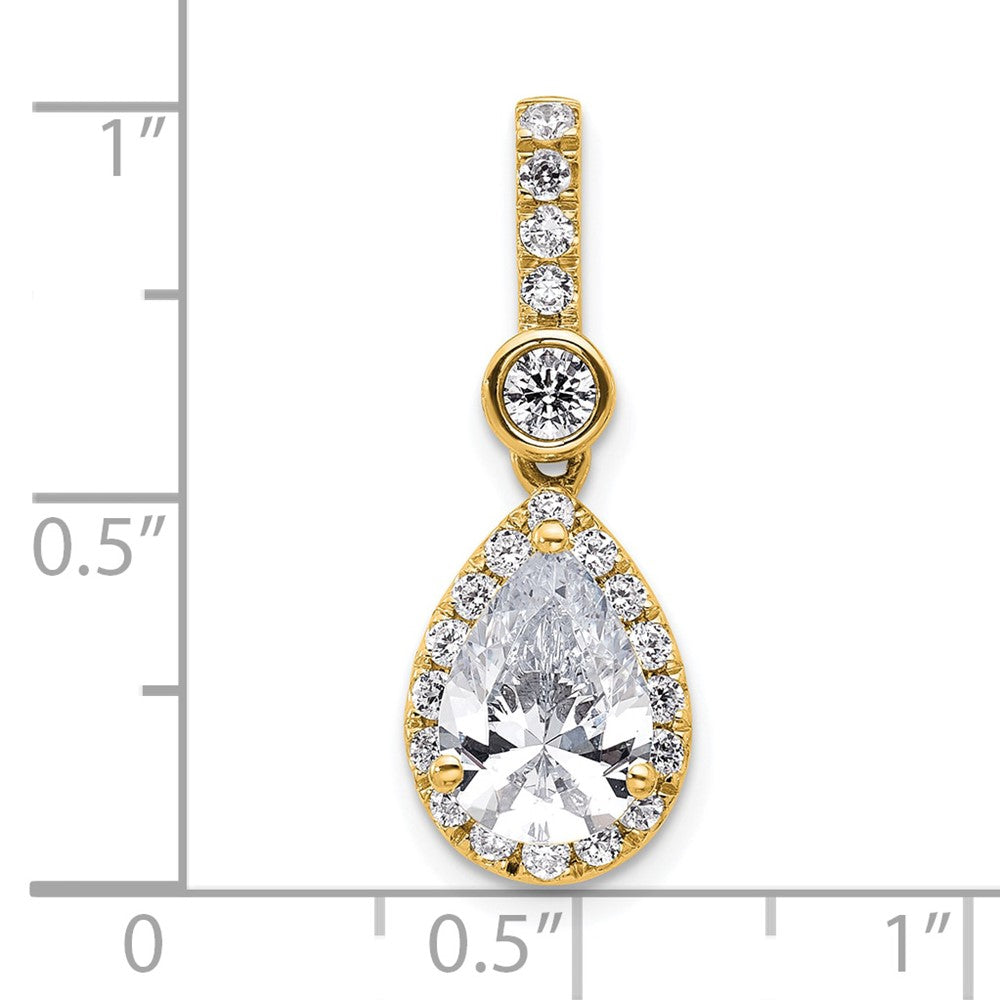 14k 2ct Lab Grown Diamond VS+ F+ Pear Comp Halo Pendant