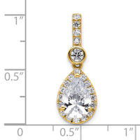 14k 2ct Lab Grown Diamond VS+ F+ Pear Comp Halo Pendant
