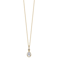 14k 2ct Lab Grown Dia VS/SI+ G+ Pear Comp 18in Halo Pendant Necklace