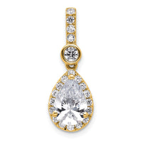 14k 2ct Lab Grown Diamond VS+ F+ Pear Comp Halo Pendant