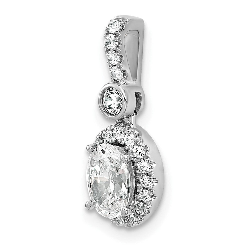 14k White Gold 1ct Cert Lab Grown Dia VS/SI+ G+ Oval Comp Halo Pendant