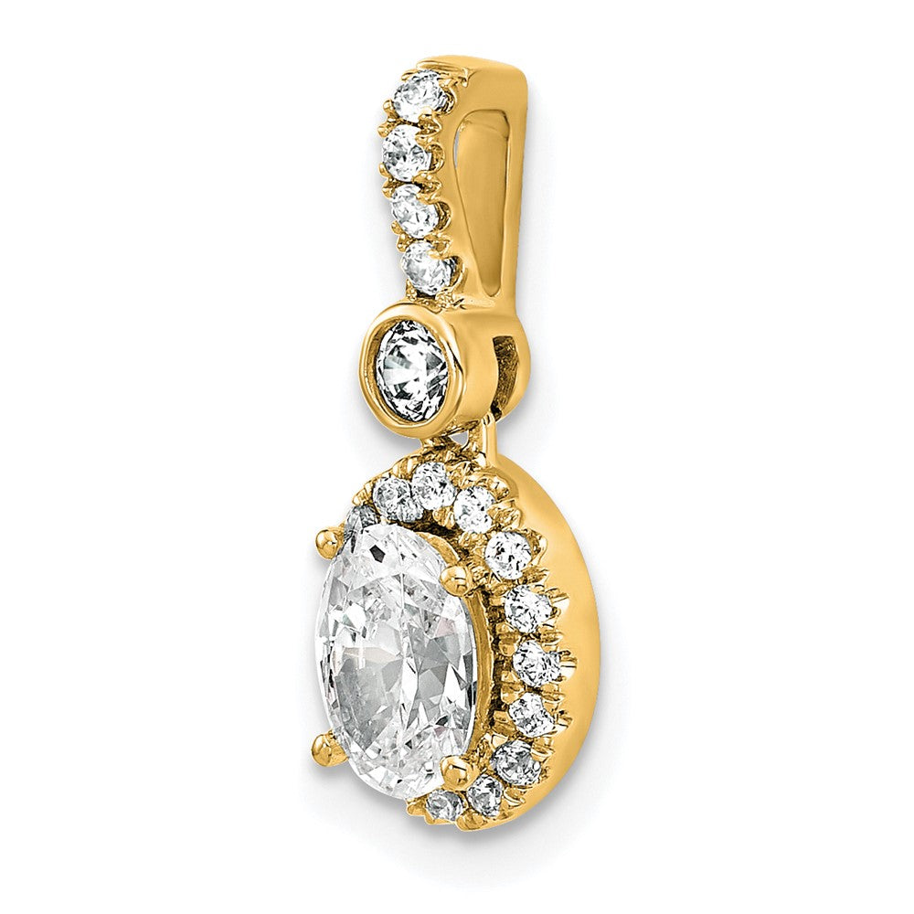 14k 1ct Lab Grown Diamond VS/SI+ G+ Oval Complete Halo Pendant