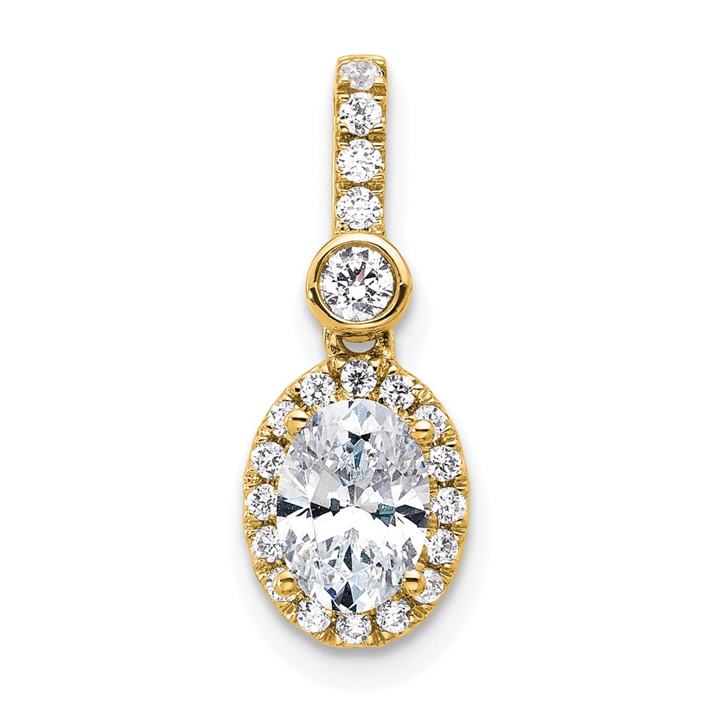 14k 1ct Lab Grown Diamond VS/SI+ G+ Oval Complete Halo Pendant