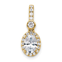 14k 1ct Lab Grown Diamond VS/SI+ G+ Oval Complete Halo Pendant