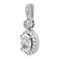 14k White Gold 2ct Cert Lab Grown Diamond VS+ F+ Oval Comp Halo Pendant