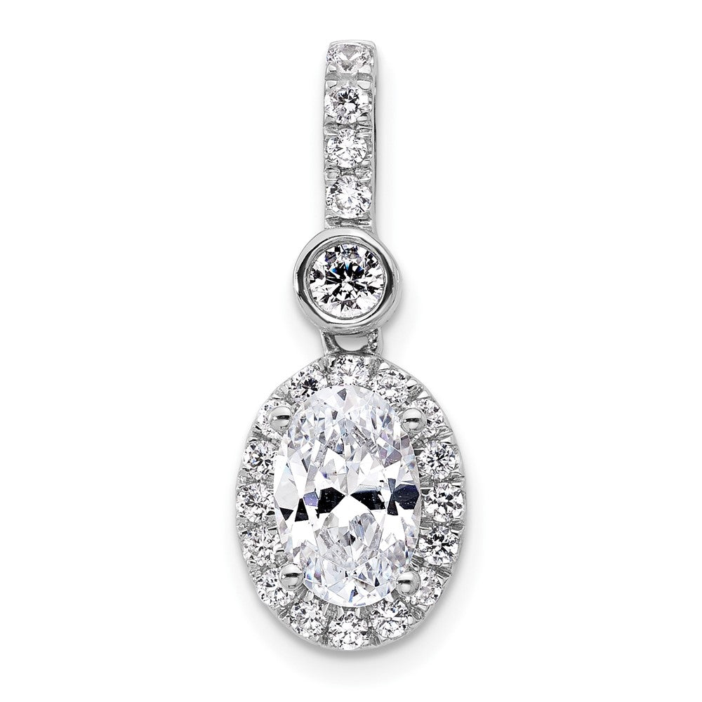 14kw 2ct Lab Grown Diamond VS/SI+ G+ Oval Comp Halo Pendant