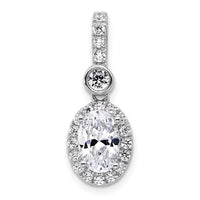 14k White Gold 2ct Cert Lab Grown Diamond VS+ F+ Oval Comp Halo Pendant