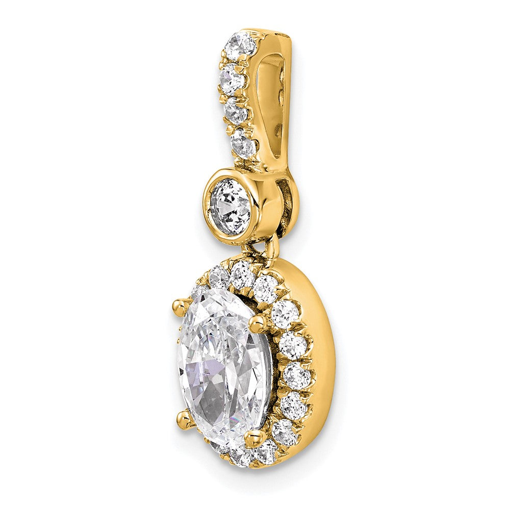 14k 2ct Lab Grown Diamond VS+ F+ Oval Complete Halo Pendant