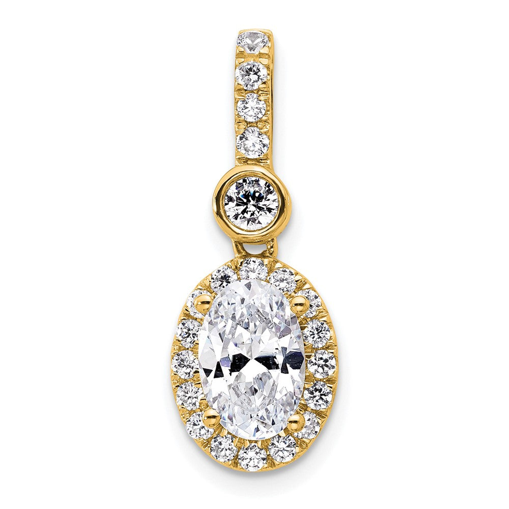 14ky Holds 1.5 ct. Oval Center Halo Pendant Mounting