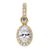 14k 2ct Certified Lab Grown Diamond VS/SI+ G+ Oval Complete Halo Pendant