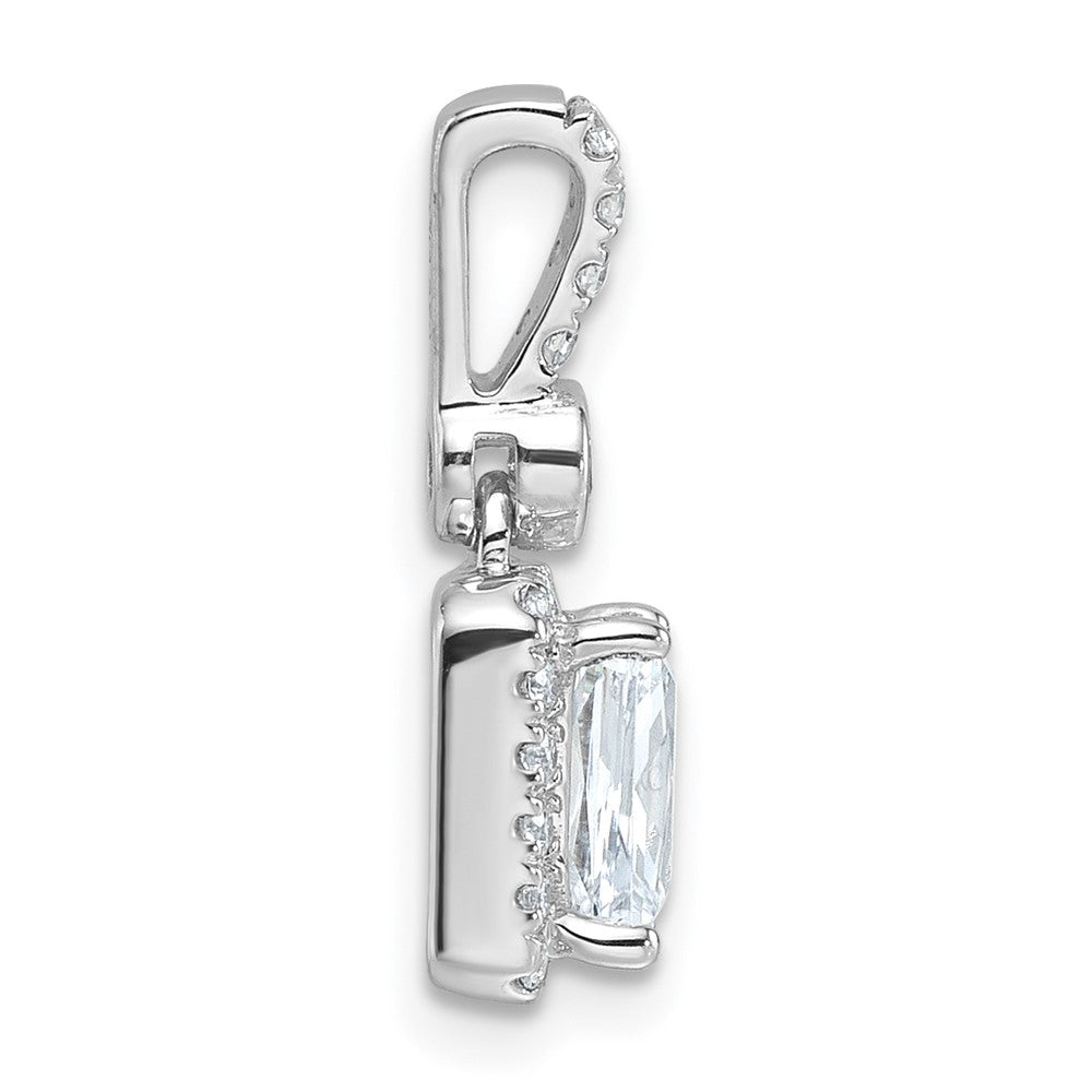 14kw 1ct Certified Lab Grown Diamond VS/SI+ G+ Radiant Comp Halo Pendant