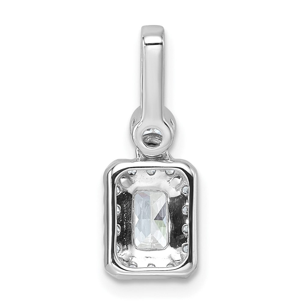 14kw 1ct Certified Lab Grown Diamond VS/SI+ G+ Radiant Comp Halo Pendant