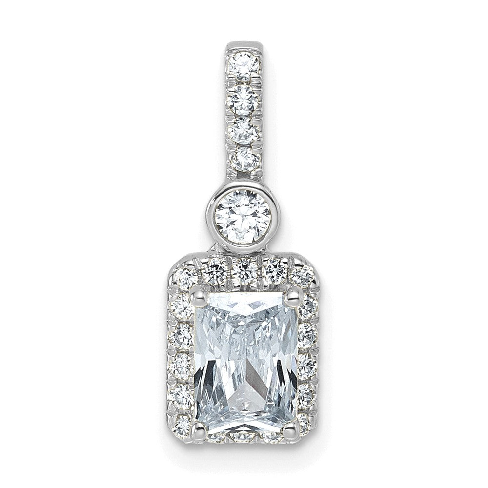 14kw 1ct Certified Lab Grown Diamond VS/SI+ G+ Radiant Comp Halo Pendant