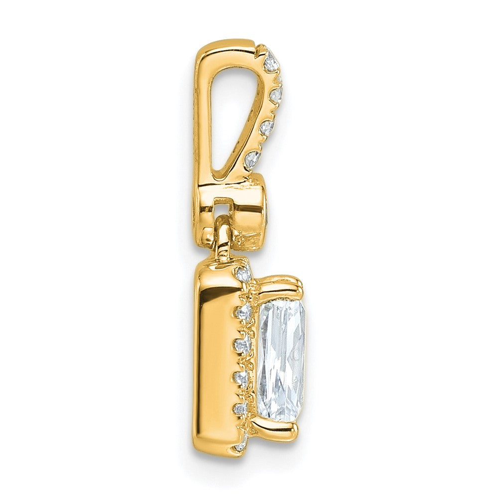 14k 1ct Lab Grown Diamond VS/SI+ G+ Radiant Comp Halo Pendant
