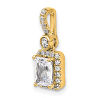 14k 1ct Certified Lab Grown Diamond VS/SI+ G+ Radiant Comp Halo Pendant