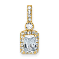 14k 1ct Lab Grown Diamond VS/SI+ G+ Radiant Comp Halo Pendant