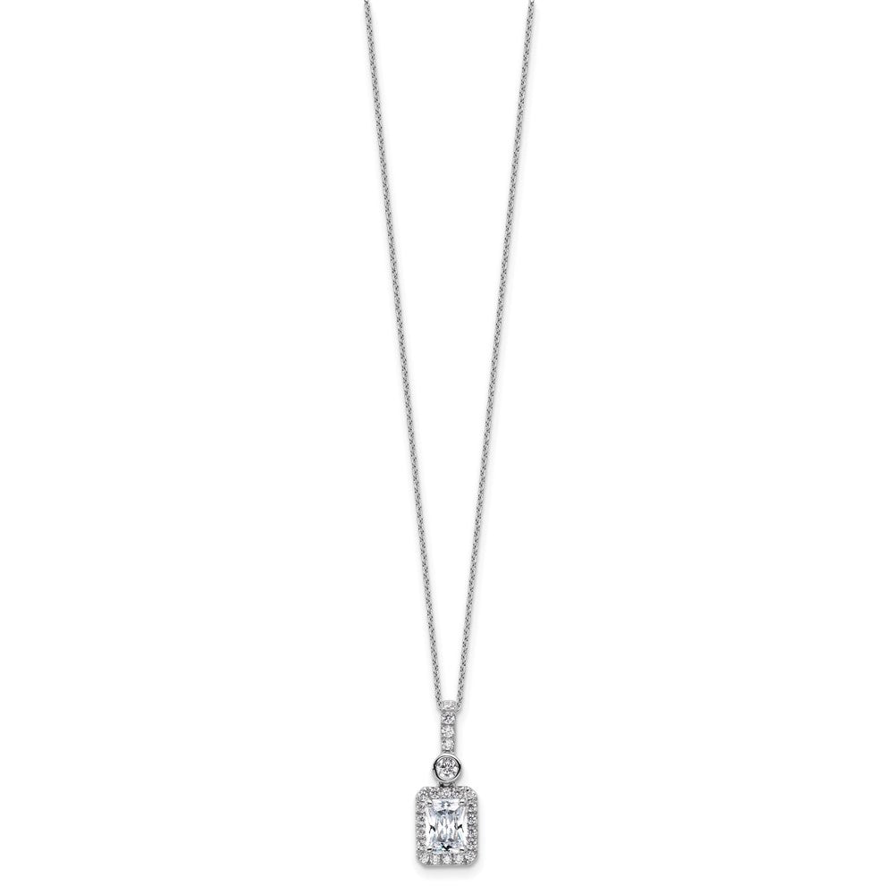 14kw 2ct Cert Lab Grown Dia VS+ F+ Radiant Comp 18in Halo Necklace