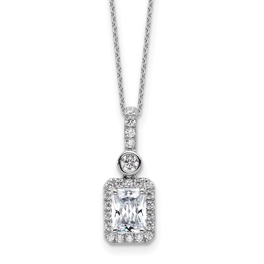14kw 2ct Cert Lab Grown Dia VS+ F+ Radiant Comp 18in Halo Necklace