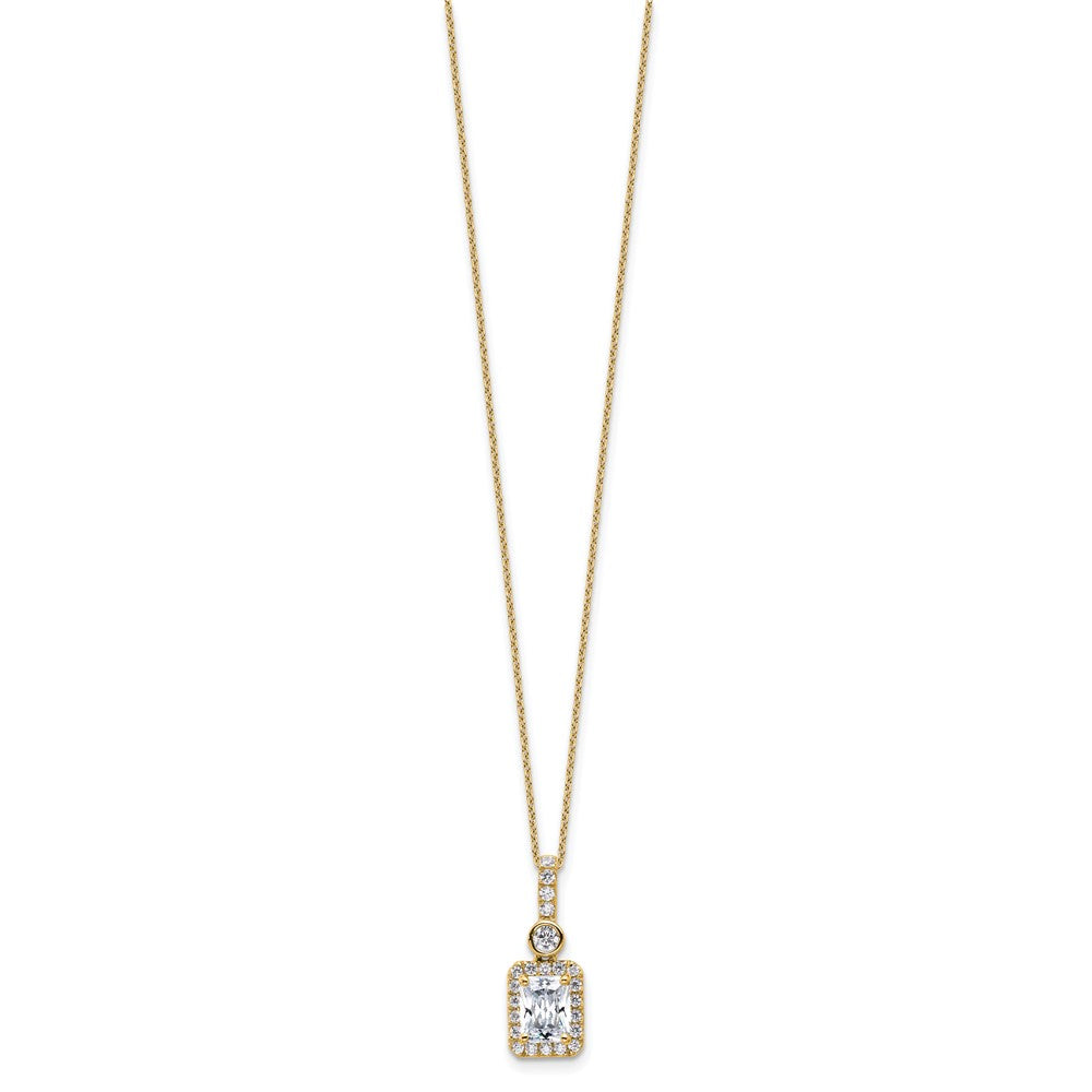 14k 2ct Cert Lab Grown Dia VS+ F+ Radiant Comp 18in Halo Necklace