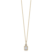 14k 2ct Cert Lab Grown Dia VS/SI+ G+ Radiant Comp 18in Halo Necklace