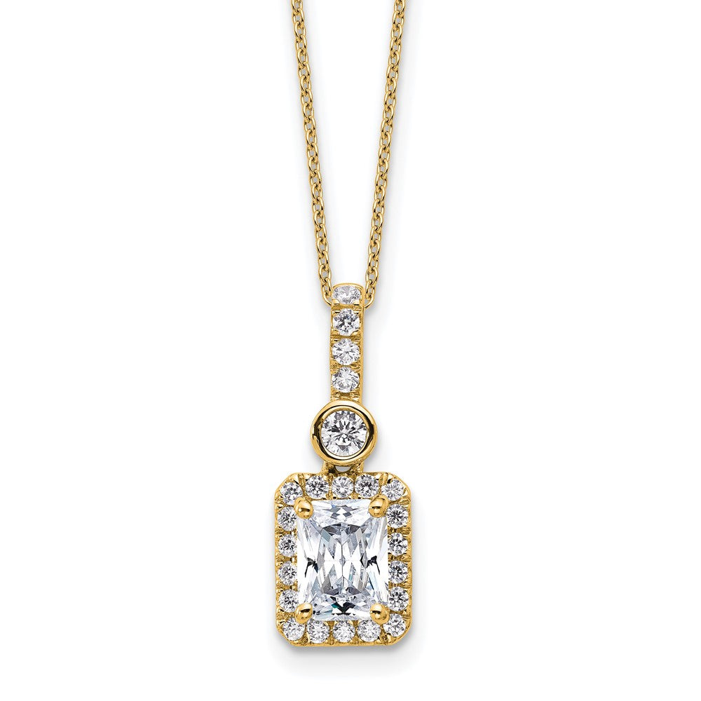 14k 2ct Cert Lab Grown Dia VS/SI+ G+ Radiant Comp 18in Halo Necklace